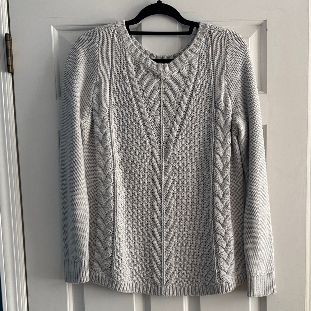 Banana Republic Light Gray Cable Knit Sweater